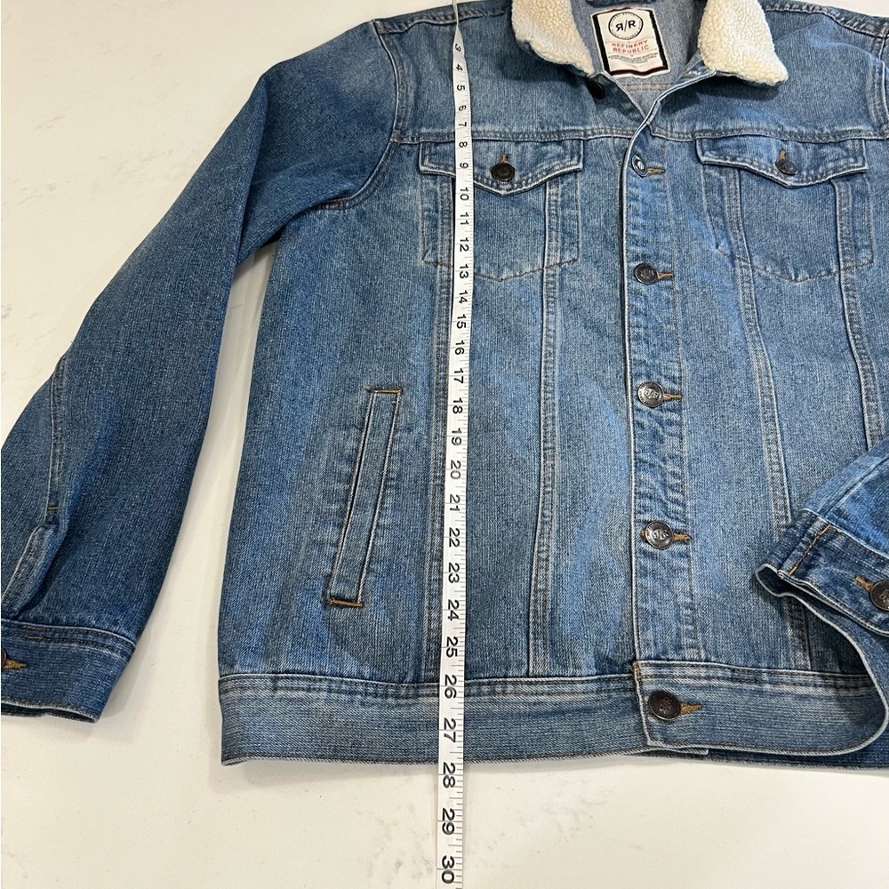 Blue Denim Jacket with Cream Sherpa Collar - Picture 4 of 11